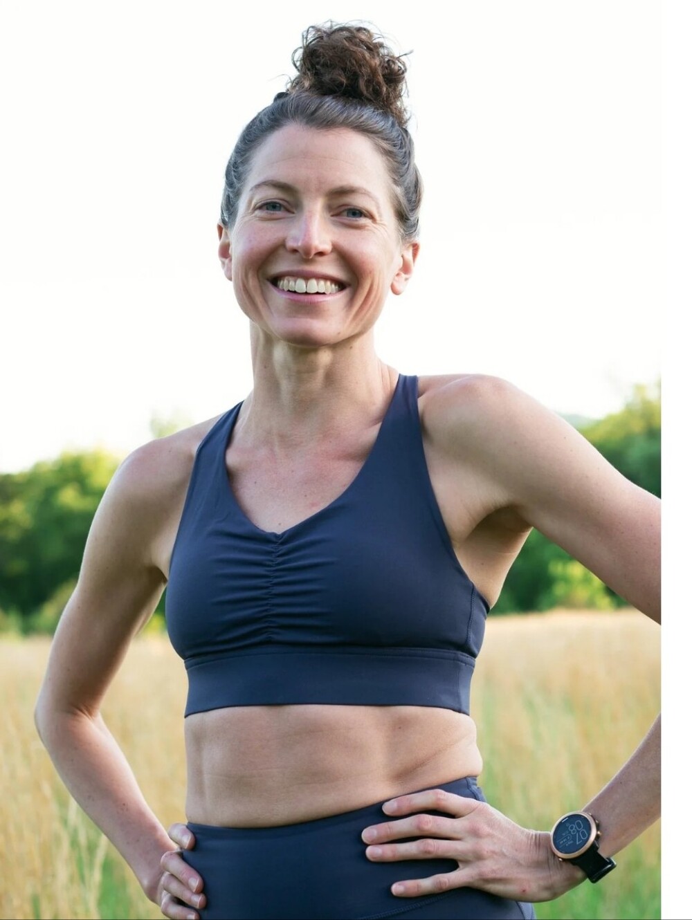 Relay Active Set Dark Navy Sports Bra & Blue Tie-Dye Athletic Shorts